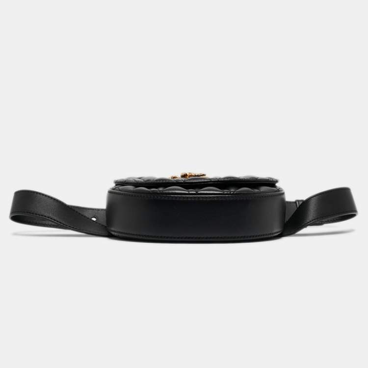 Pre Owned Versace Black Quilted Leather Virtus Belt Bag
