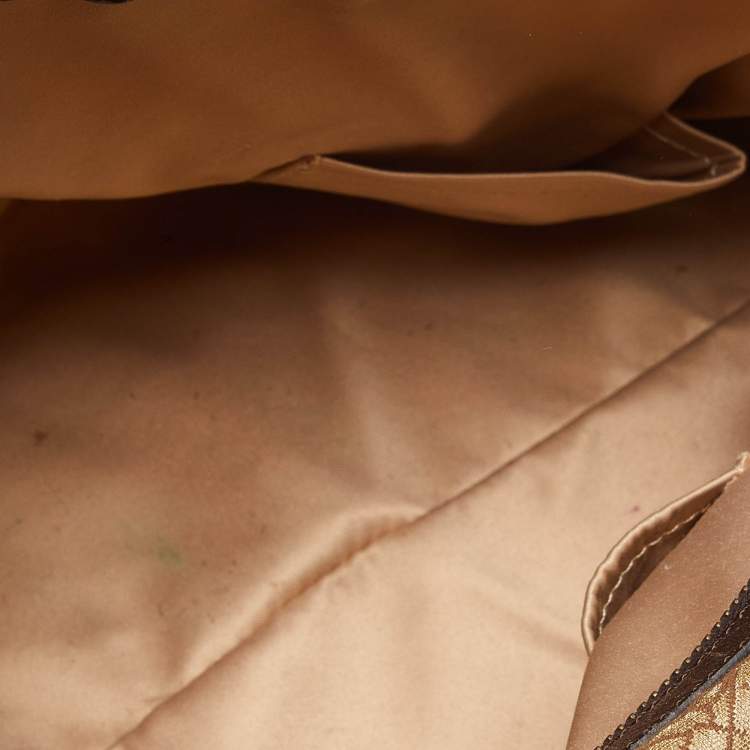Pre Owned Versace Gold/Brown Signature Canvas and Leather Satchel