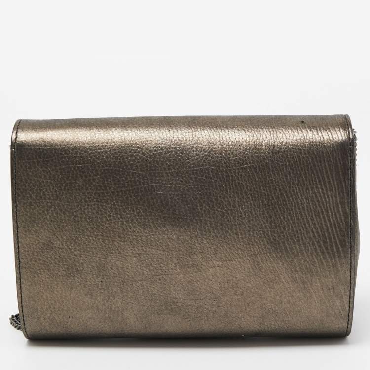 Pre Owned Versace Metallic Leather Palazzo Medusa Chain Clutch