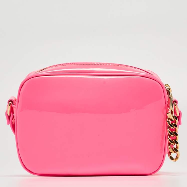 Pre Owned Versace Pink Patent Leather Palazzo Medusa Camera Bag