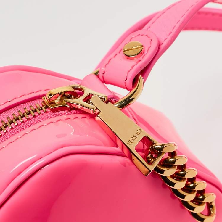 Pre Owned Versace Pink Patent Leather Palazzo Medusa Camera Bag