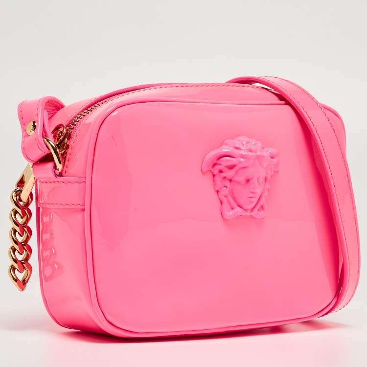 Pre Owned Versace Pink Patent Leather Palazzo Medusa Camera Bag