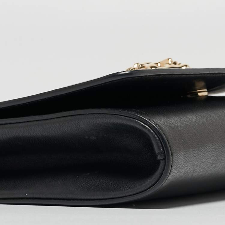 Pre Owned Versace Black Leather Medusa Palazzo Shoulder Bag