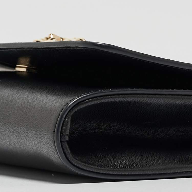 Pre Owned Versace Black Leather Medusa Palazzo Shoulder Bag