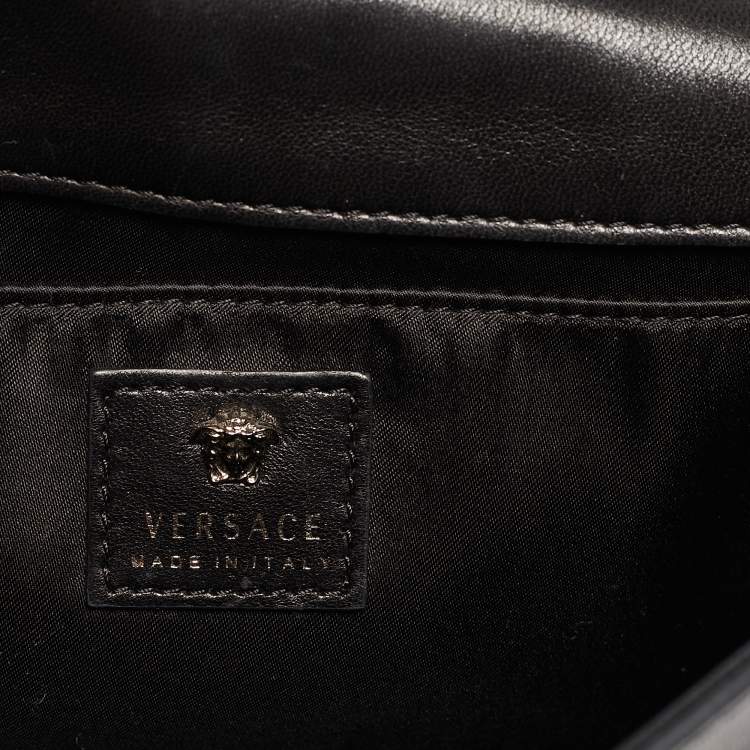 Pre Owned Versace Black Leather Medusa Palazzo Shoulder Bag