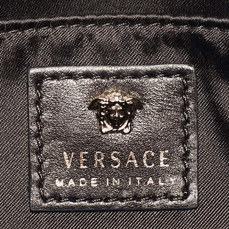 Pre Owned Versace Black Leather Medusa Palazzo Shoulder Bag