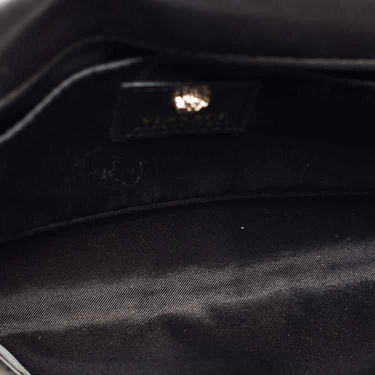 Pre Owned Versace Black Leather Medusa Palazzo Shoulder Bag