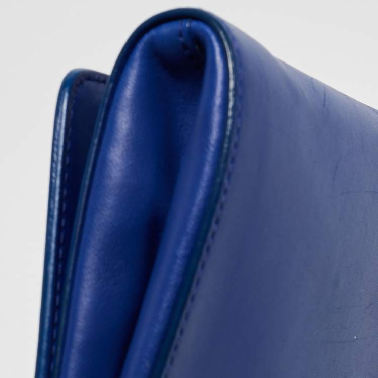 Pre Owned Versace Blue Leather Medusa Palazzo Shoulder Bag
