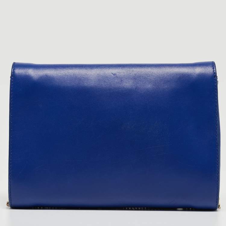 Pre Owned Versace Blue Leather Medusa Palazzo Shoulder Bag