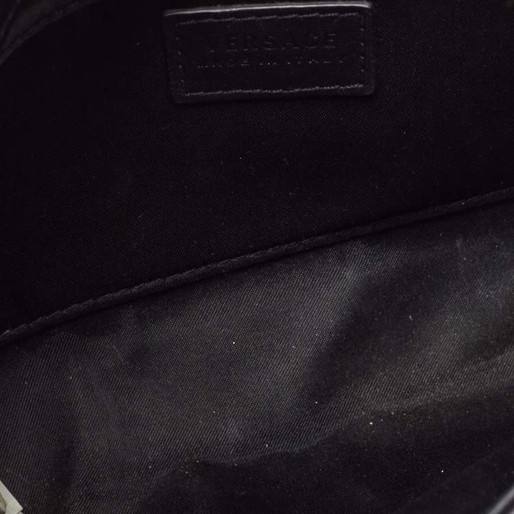 Pre Owned Versace Black Leather Medusa Chain Clutch