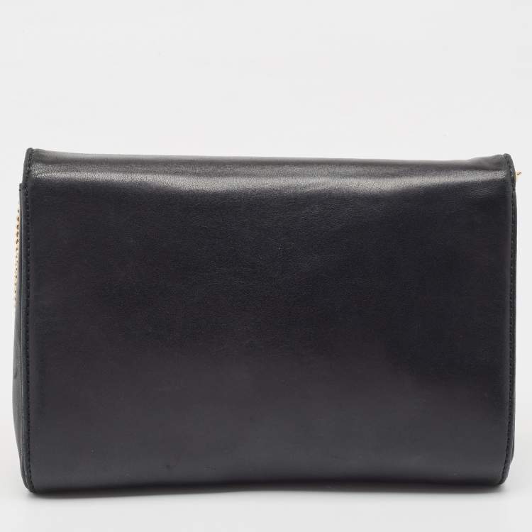 Pre Owned Versace Black Leather Medusa Chain Clutch