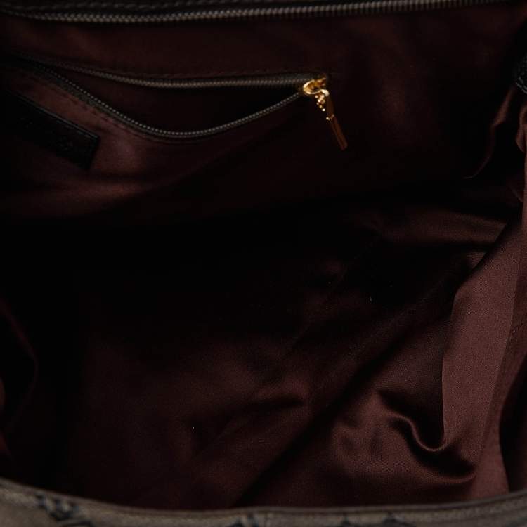 مملوكة مسبقًا Versace Brown/Black Monogram Fabric and Leather Medusa Tote