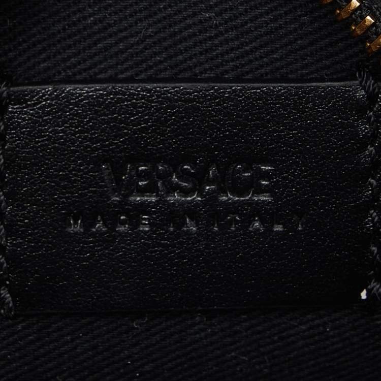 Pre Owned Versace Pink/Black La Greca Signature Coated Canvas Square Pouch