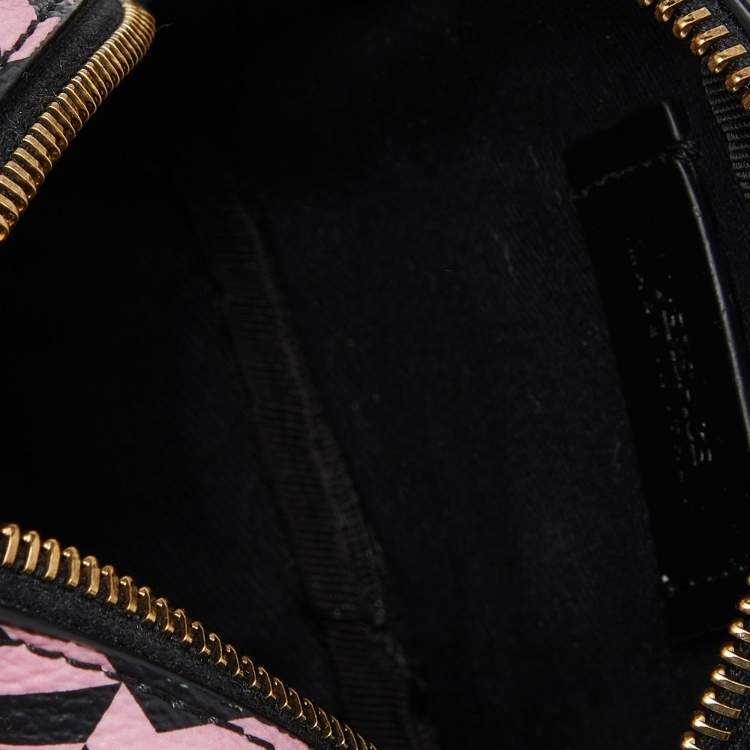 Pre Owned Versace Pink/Black La Greca Signature Coated Canvas Square Pouch