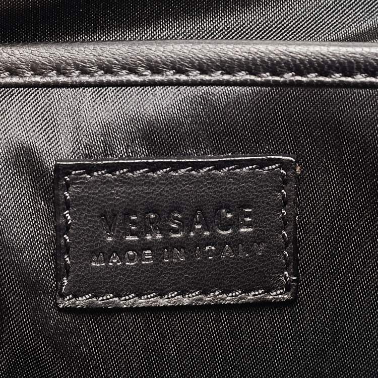 Pre Owned Versace Black Patent Leather Medusa Top Handle Bag