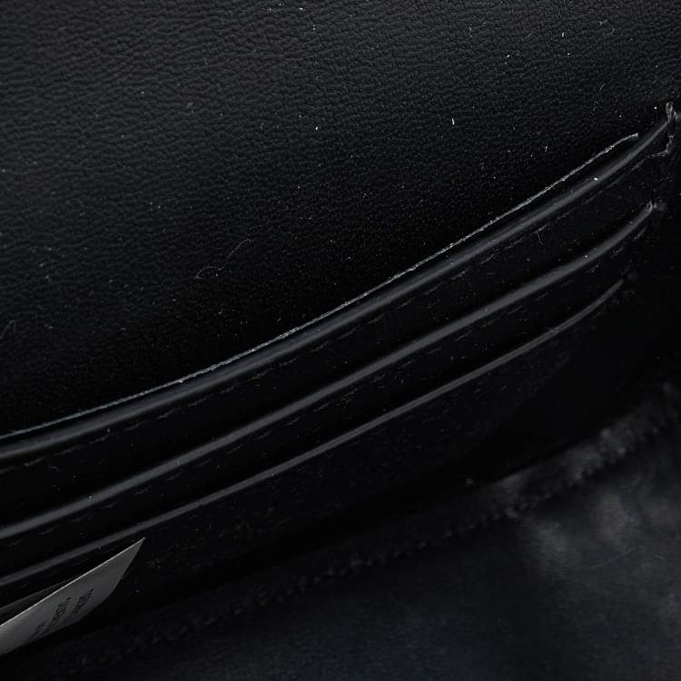 Pre Owned Versace Black Leather Flap Chain Clutch