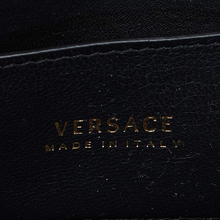 Pre Owned Versace Black Leather Flap Chain Clutch