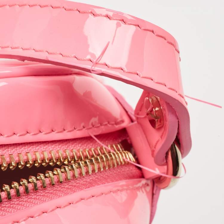 Pre Owned Versace Neon Pink Patent Leather Palazzo Camera Crossbody Bag 