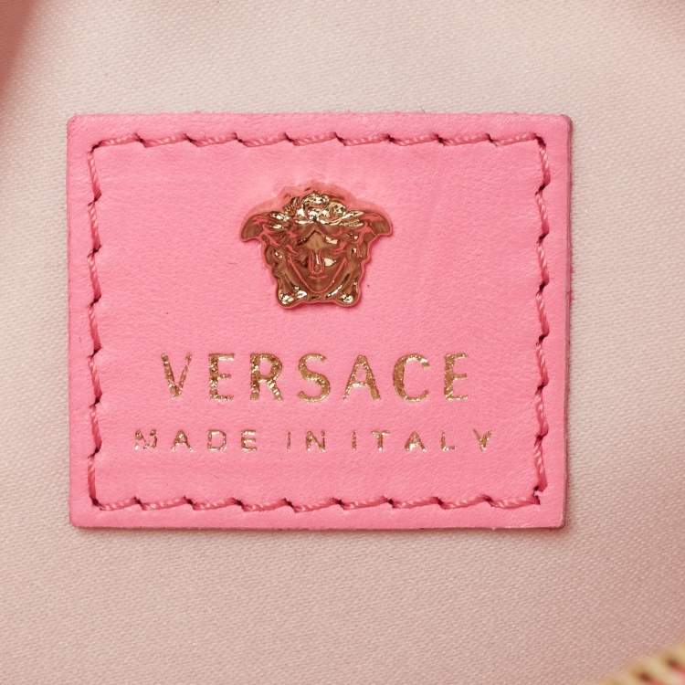 Pre Owned Versace Neon Pink Patent Leather Palazzo Camera Crossbody Bag 