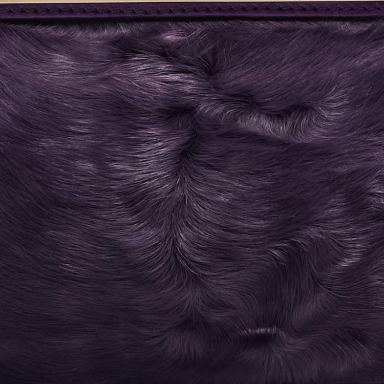 مملوكة مسبقًا Versace Purple Pony Hair and Leather Metal Clutch