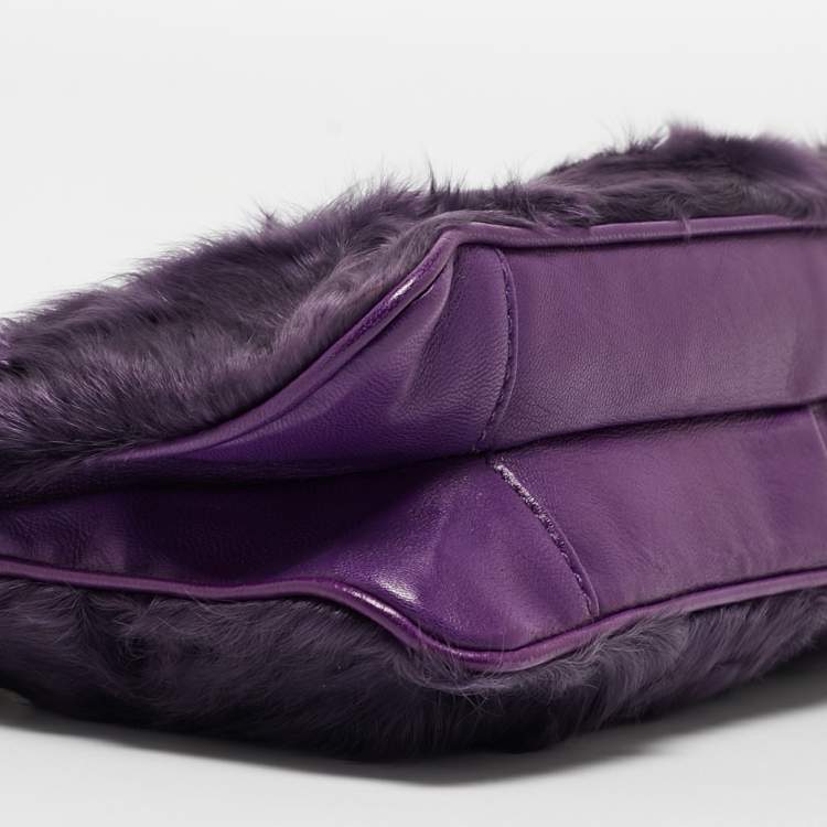 مملوكة مسبقًا Versace Purple Pony Hair and Leather Metal Clutch