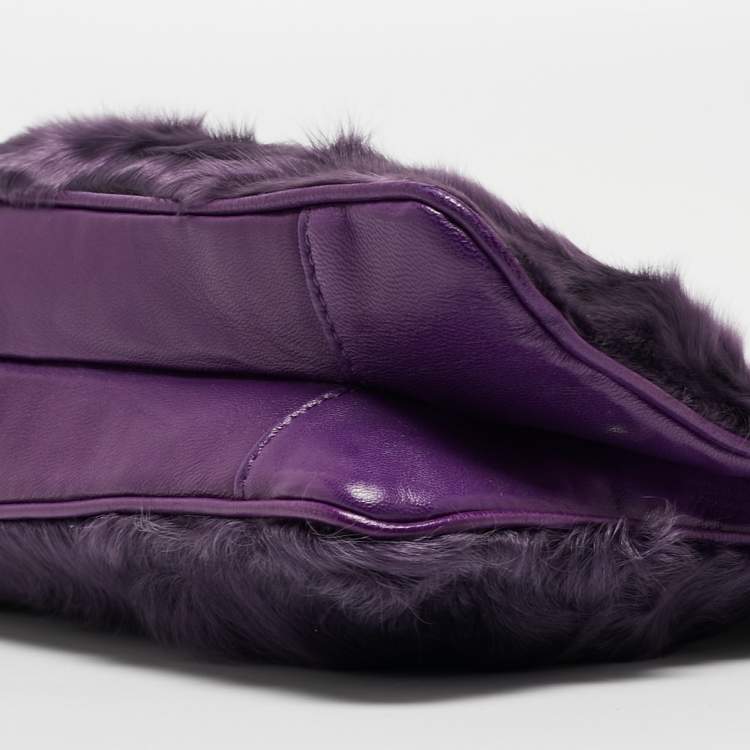 مملوكة مسبقًا Versace Purple Pony Hair and Leather Metal Clutch