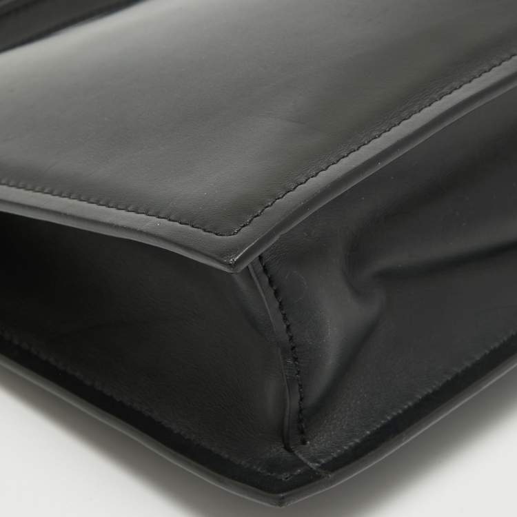 Pre Owned Versace Black Leather Medusa Head Wristlet Clutch