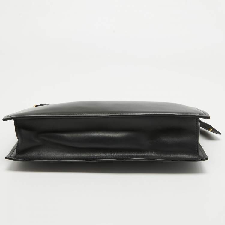 Pre Owned Versace Black Leather Medusa Head Wristlet Clutch