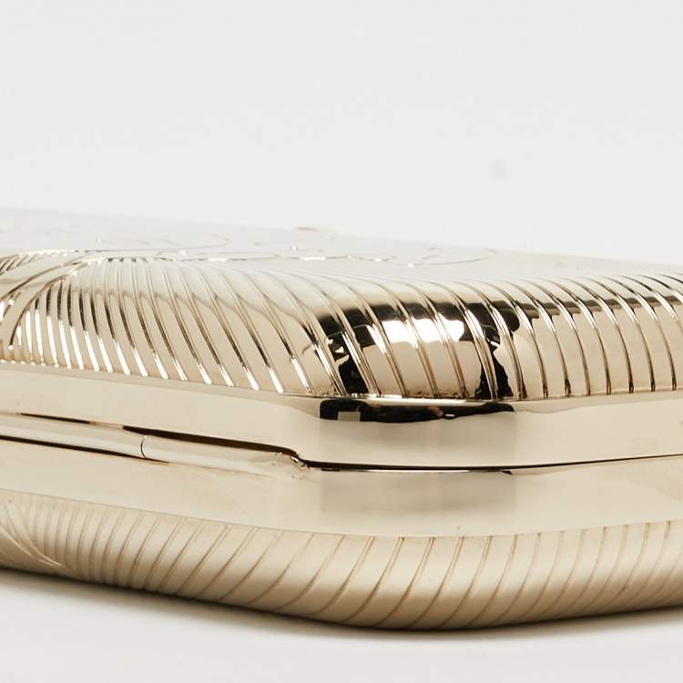 Pre Owned Versace Gold Metal Medusa Lock Chain Clutch