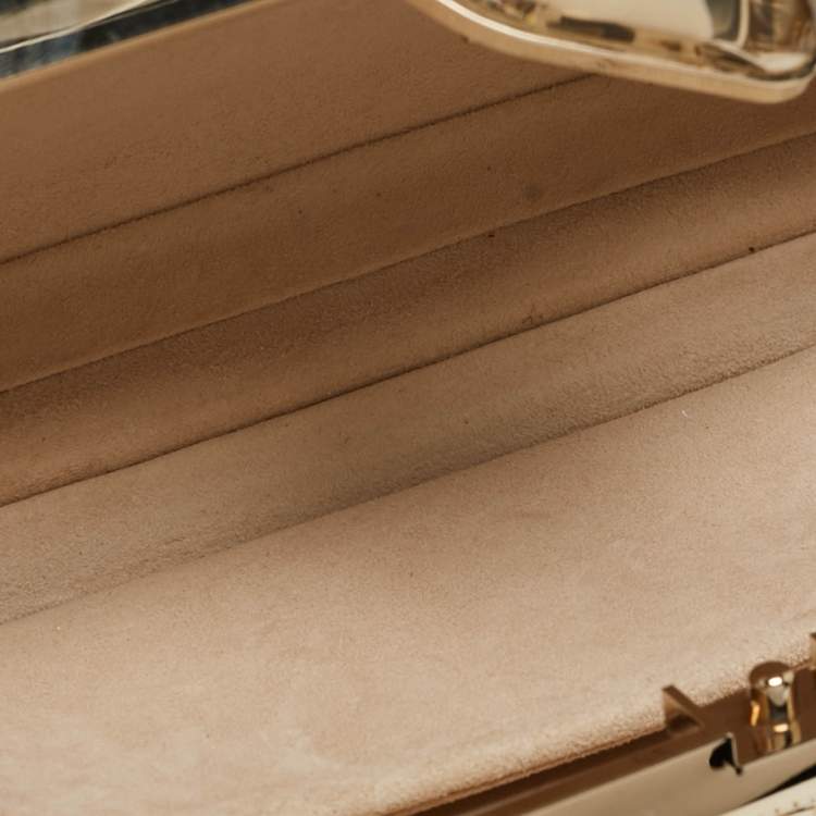 Pre Owned Versace Gold Metal Medusa Lock Chain Clutch