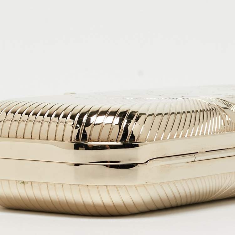 Pre Owned Versace Gold Metal Medusa Lock Chain Clutch