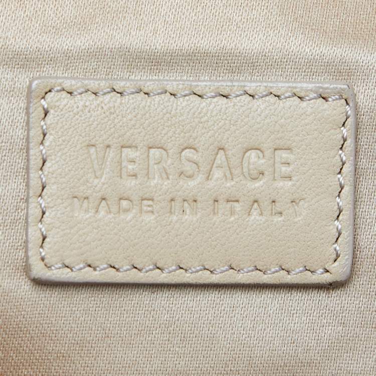 Pre Owned Versace Beige Signature Canvas and Leather Satchel