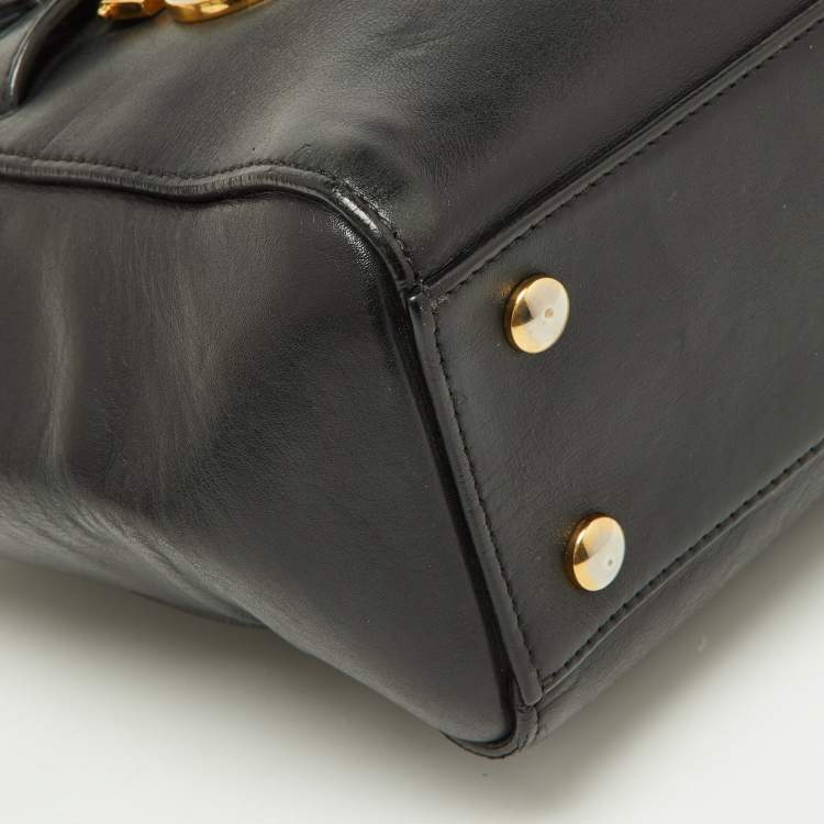 Pre Owned Versace Black Leather Medusa Medallion Tote