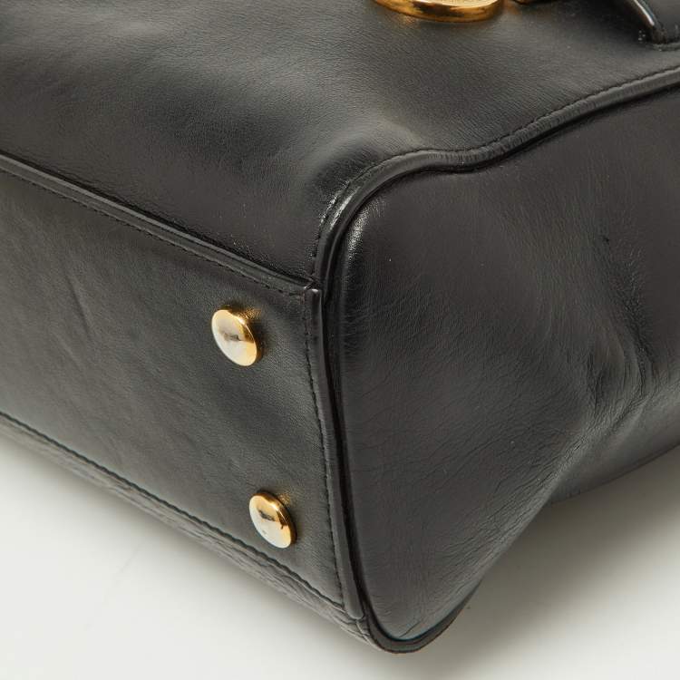 Pre Owned Versace Black Leather Medusa Medallion Tote