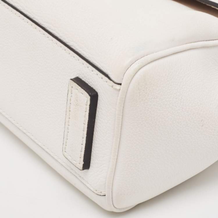 Pre Owned Versace Off White Leather La Medusa Top Handle Bag