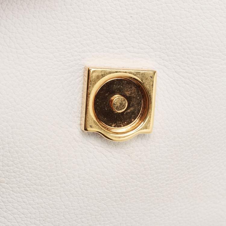 Pre Owned Versace Off White Leather La Medusa Top Handle Bag