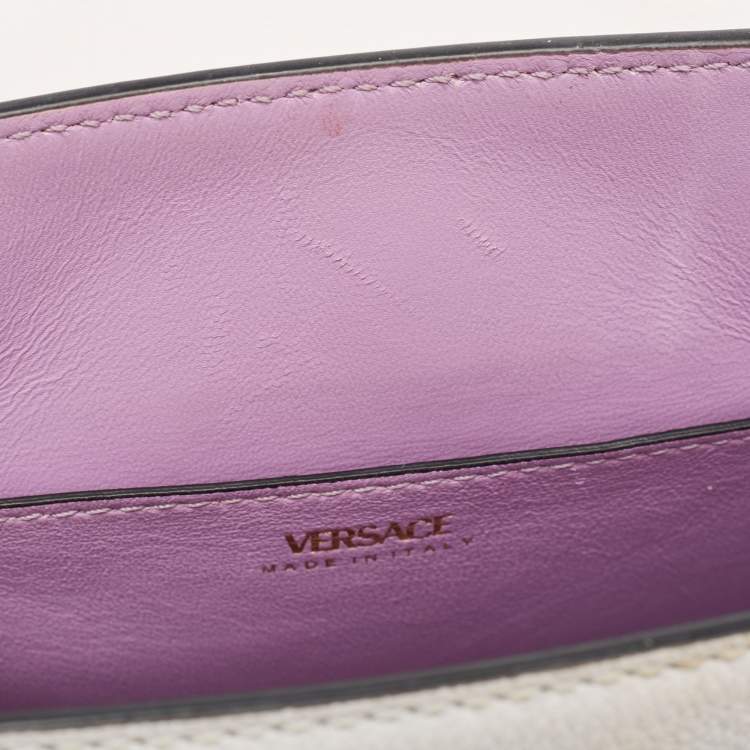 Pre Owned Versace Off White Leather La Medusa Top Handle Bag