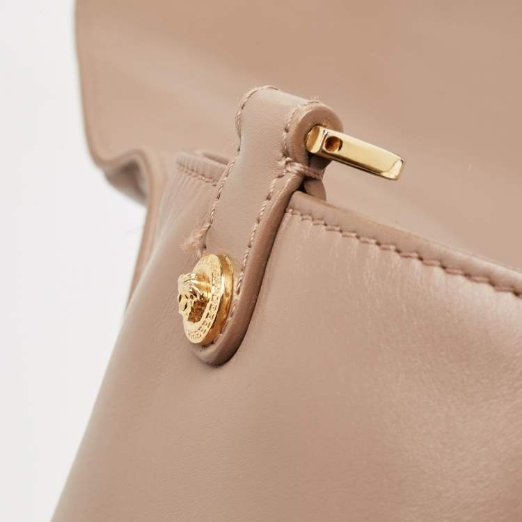 Pre Owned Versace Beige Leather Large Medusa Medallion Tote