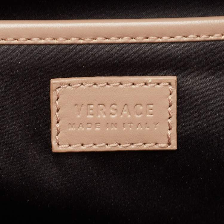 Pre Owned Versace Beige Leather Large Medusa Medallion Tote
