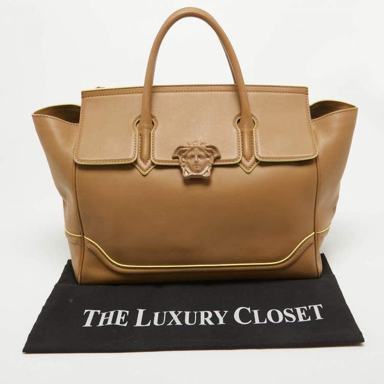 Pre Owned Versace Beige Leather Large Palazzo Empire Tote