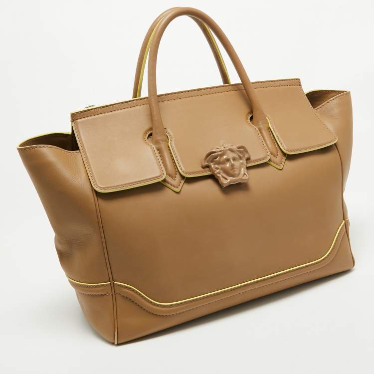 Pre Owned Versace Beige Leather Large Palazzo Empire Tote