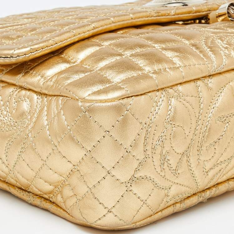 Pre Owned Versace Gold Barocco Leather Vanitas Medea Shoulder Bag