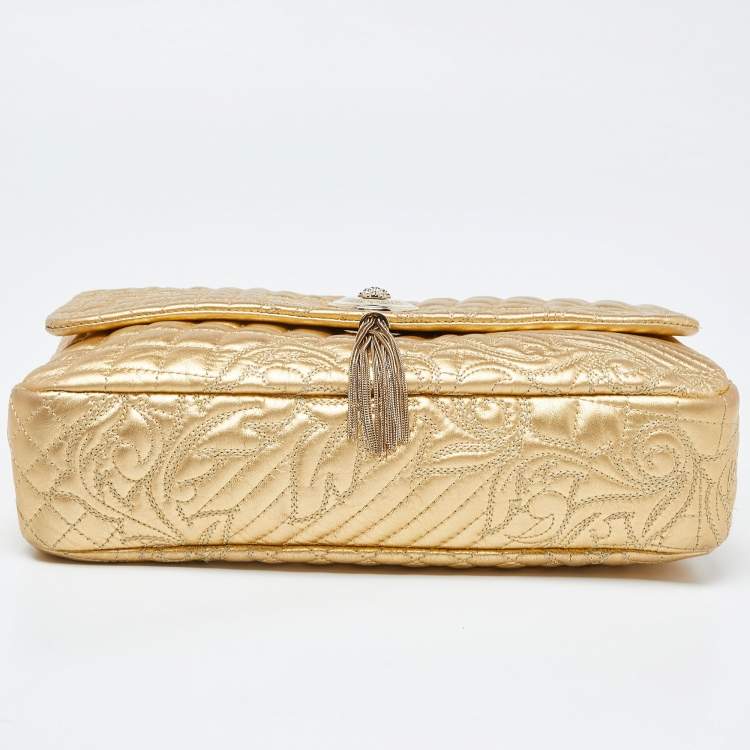 Pre Owned Versace Gold Barocco Leather Vanitas Medea Shoulder Bag