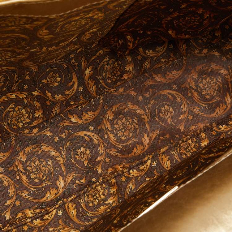 Pre Owned Versace Gold Barocco Leather Vanitas Medea Shoulder Bag
