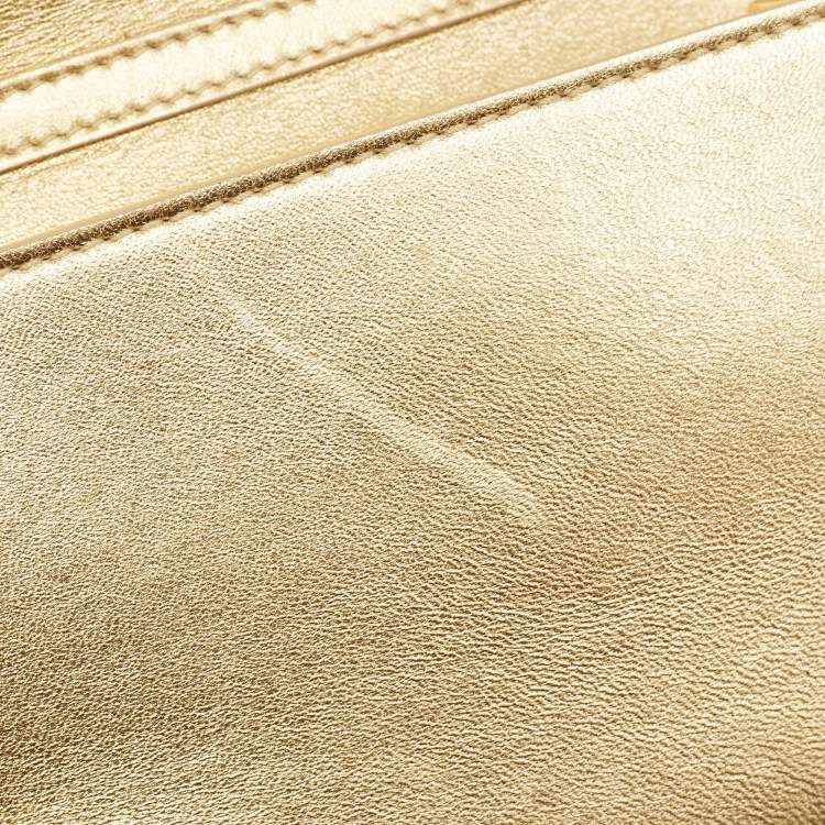 Pre Owned Versace Gold Leather Medusa Icon Crystals Chain Clutch