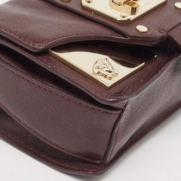 Pre Owned Versace Burgundy Leather Stardvst Crossbody Bag