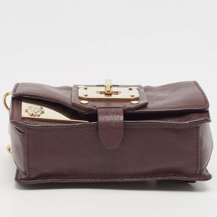 Pre Owned Versace Burgundy Leather Stardvst Crossbody Bag