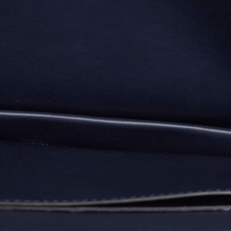 Pre Owned Versace Navy Blue Leather and Suede DV One Top Handle Bag