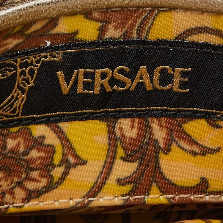 Pre Owned Versace Gold Snakeskin Leather Snap Out Of It Crossbody Bag
