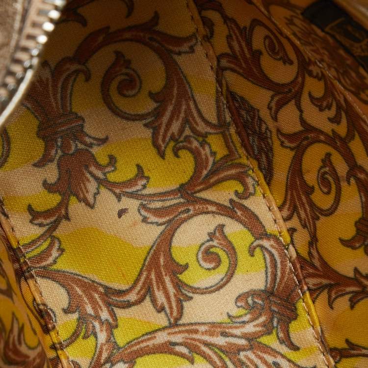 Pre Owned Versace Gold Snakeskin Leather Snap Out Of It Crossbody Bag